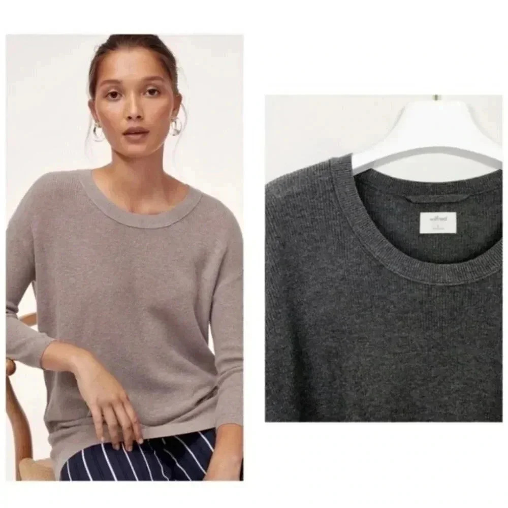 Aritzia Wilfred Balzac sweater lightweight knit grey XXS silk cashmere
